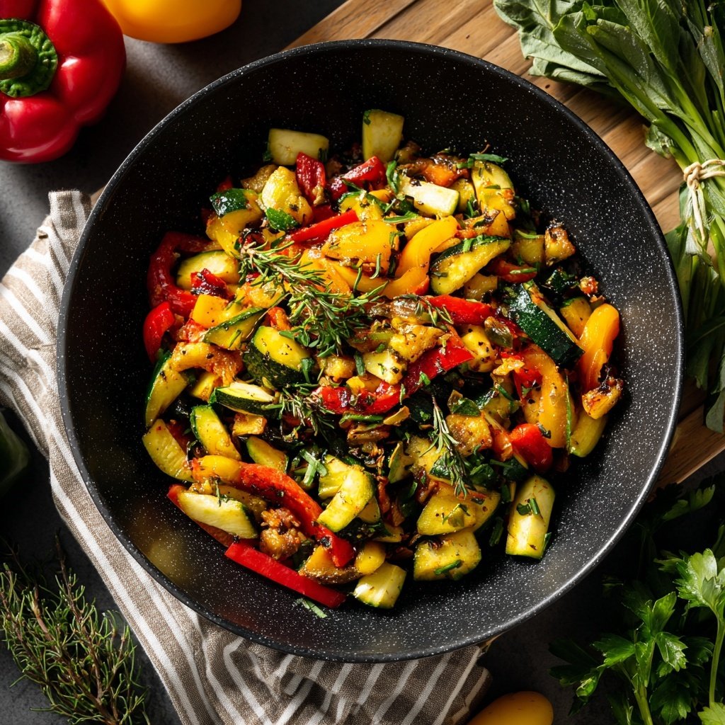 Kalorienarme Gemüsepfanne Mit Zucchini