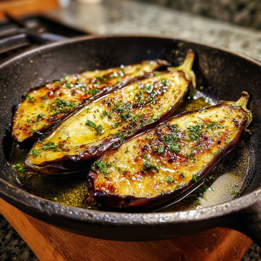 Auberginen aus der Pfanne saftig