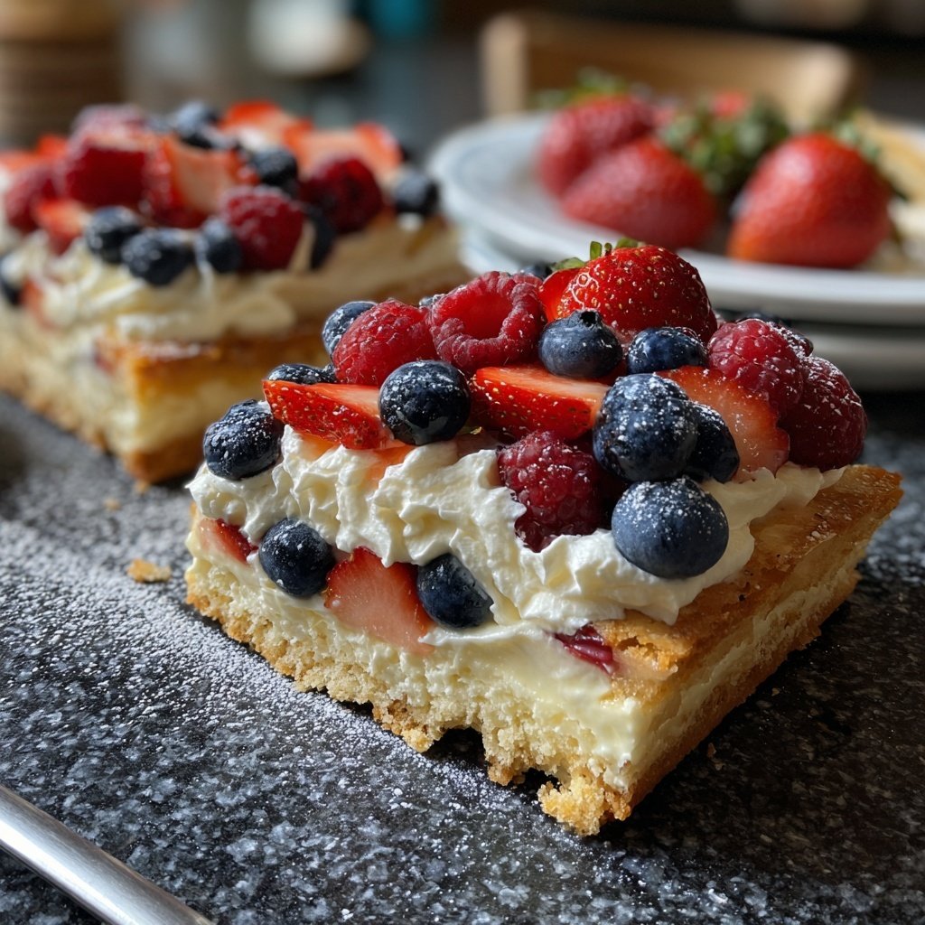 Blechkuchen mit Schmand und Früchten